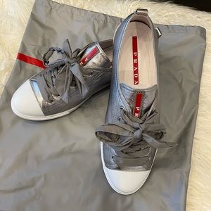 Prada Silver Patent Leather Sneakers (size 39.5)